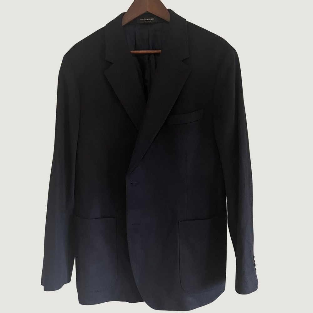 Banana Republic Men's 46R Tailored Slim 100% Cashmere Navy Blazer Balli Italy